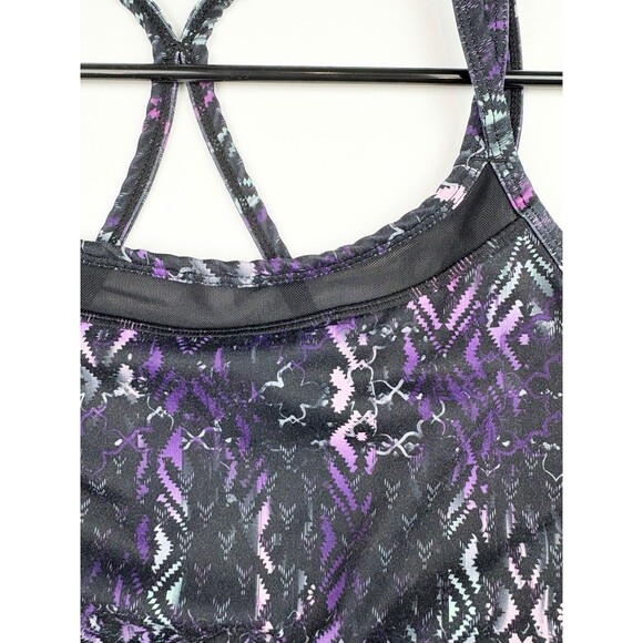Gaiam Racerback Sports Bra Yoga Workout Black Purple Size Large - Picture 4 of 7